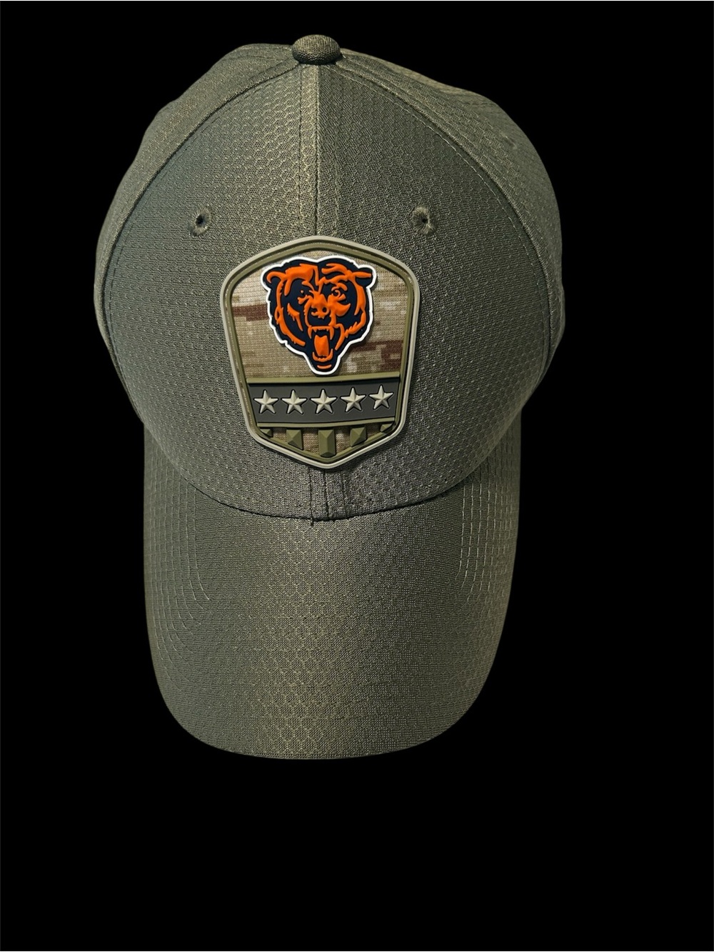 New Era Olive Green Baseball Cap with Orange Bear Patch